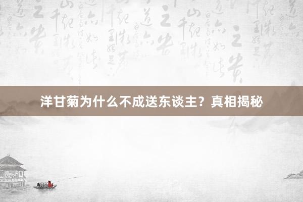 洋甘菊为什么不成送东谈主？真相揭秘